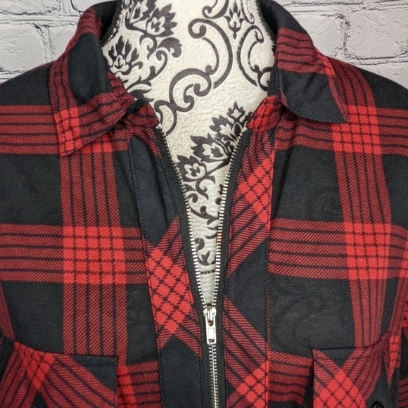 Me & U women's long sleeve 1/2 zip front check print top plus sz 3x pockets bb06 - Picture 9 of 11